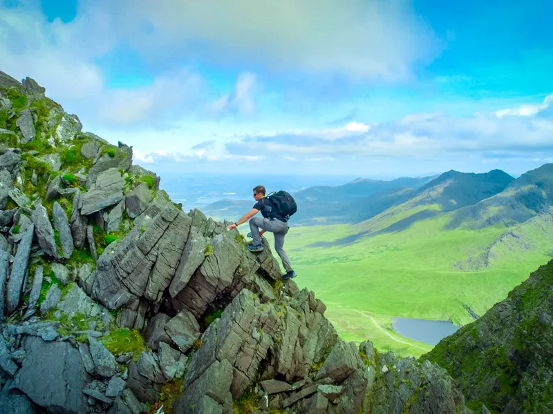 Exploring a mountain ridge in Ireland